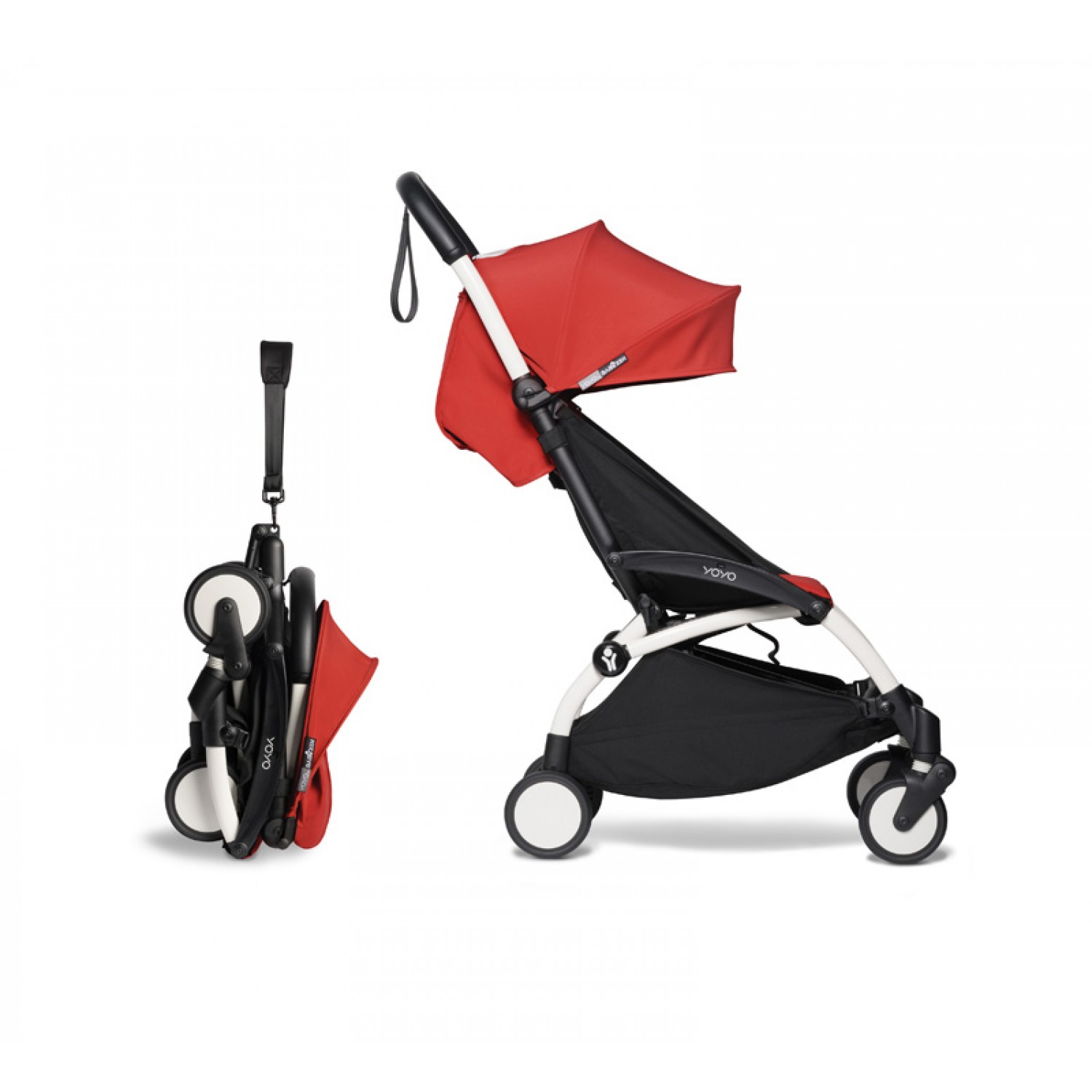 Complete BABYZEN stroller YOYO2  0+ and 6+ | White Chassis Red